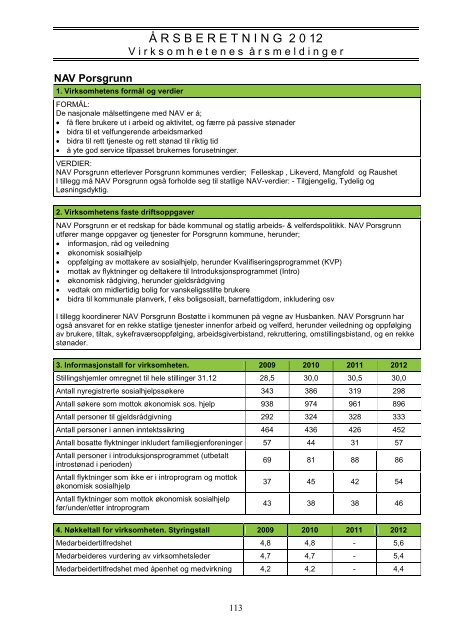 Ãrsberetning 2012 - Virksomhetene.pdf - Porsgrunn Kommune