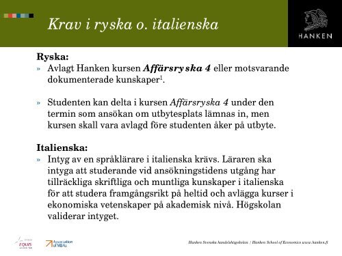 Utlandsterminen i kandidatexamen - Svenska handelshÃ¶gskolan