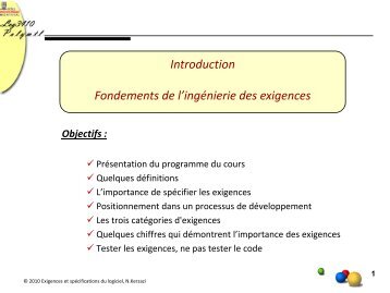 Cours 1 - Fondements de l'ingénierie des exigences - Ptidej Team