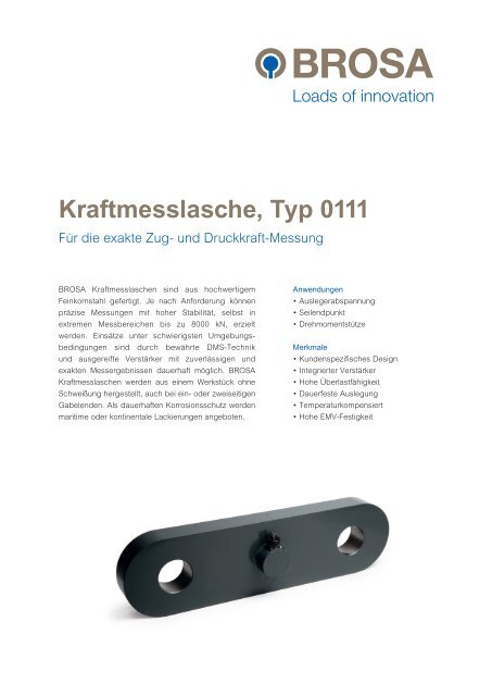 Kraftmesslasche, Typ 0111 - Brosa AG