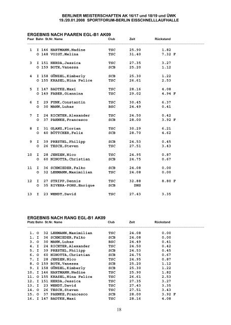 ERGEBNIS NACH PAAREN 500m BM - Eisschnelllauf-in-Berlin.de