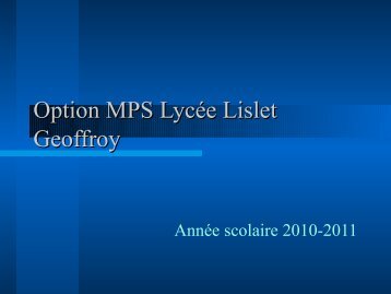prÃ©sentation MPS LycÃ©e Lislet Geoffroy 2