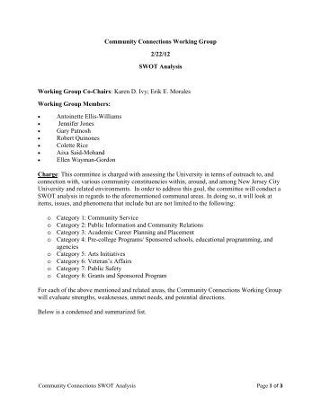 Community Connections Working Group 2/22/12 SWOT Analysis ...