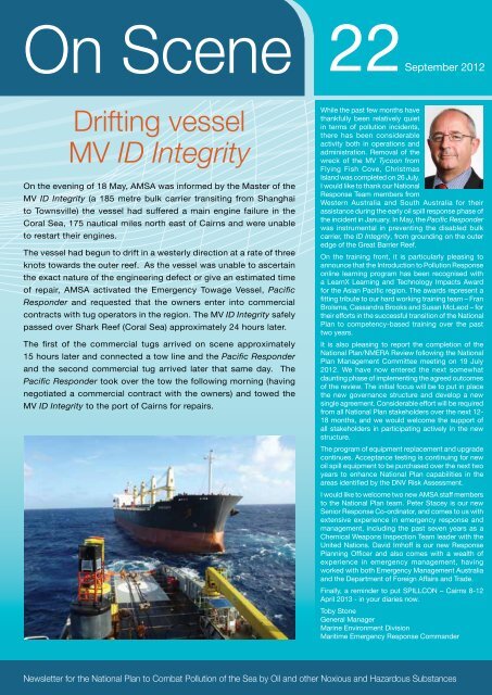 Drifting vessel MV ID Integrity - Australian Maritime Safety Authority