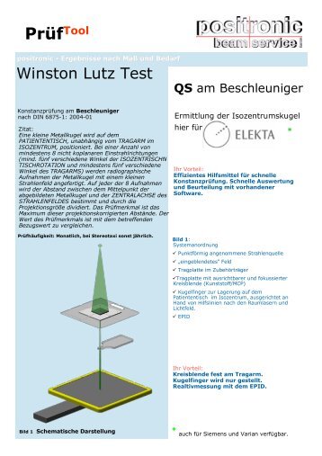 QalitÃ¤tssicherung am Beschleuniger - positronic beam service GmbH