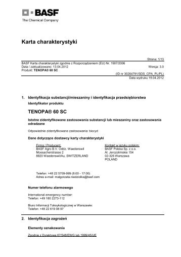 Karta charakterystyki - BASF Pest Control Solutions Polska - BASF ...