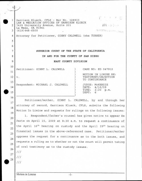 Petitioner Motion in Limine