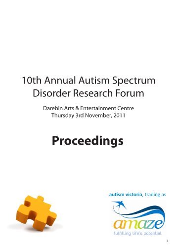 10th Annual Autism Spectrum Disorder Research Forum - Amaze