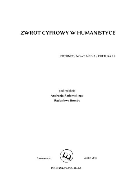 Zwrot cyfrowy w humanistyce - Repozytorium Centrum Otwartej Nauki