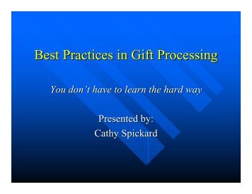 Best Practices in Gift Processing - SupportingAdvancement
