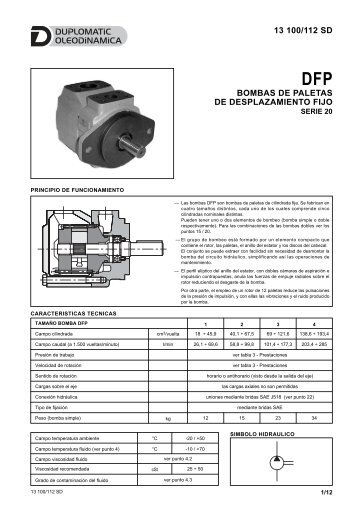 bombas de paletas de desplazamiento fijo 13 100/112 sd - Duplomatic