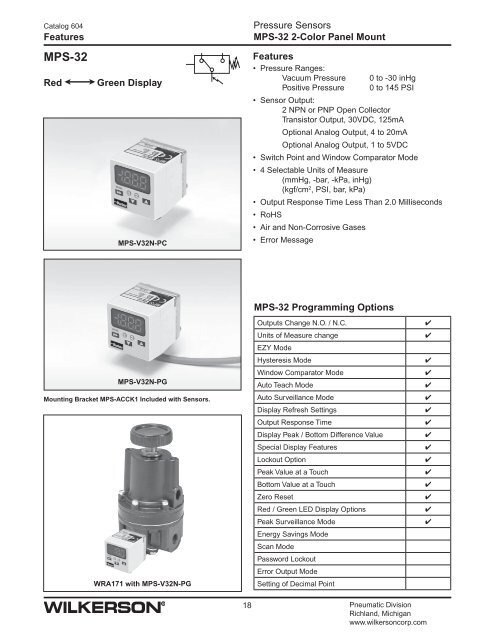 Catalog 604: Pneumatic Products - Wilkerson Corporation