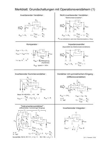Merkblatt: Operationsverstärker - Grundschaltungen (pdf)