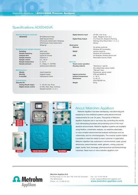 ADI2045VA Process Analyzer - Applikon BV