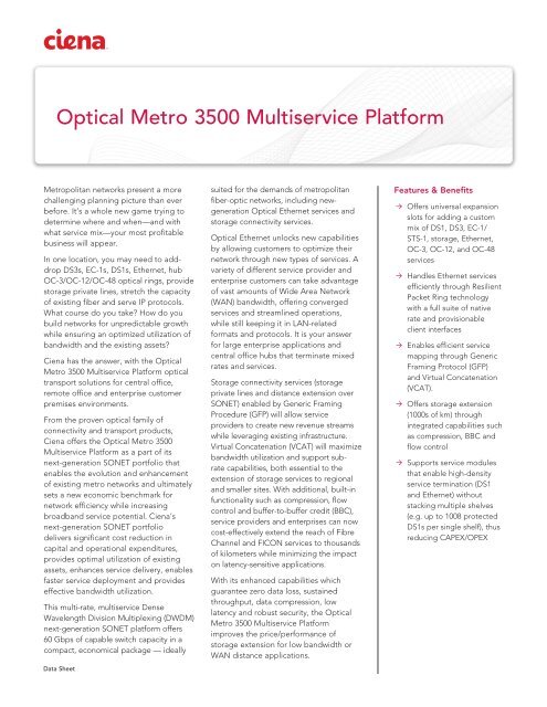 Optical Metro 3500 Multiservice Platform - LightRiver Technologies