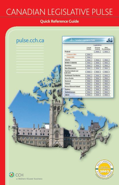 Canadian Legislative Pulse Quick Reference Guide - CCH Canadian