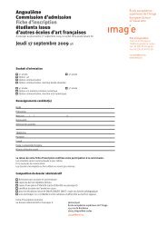 AngoulÃªme Commission d'admission Fiche d'inscription Ã©tudiants ...