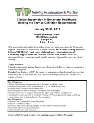 Clinical Supervision in Behavioral Healthcare - NC Council of ...