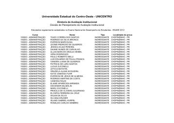 Lista de inscritos para o ENADE 2012 - Universidade Estadual do ...