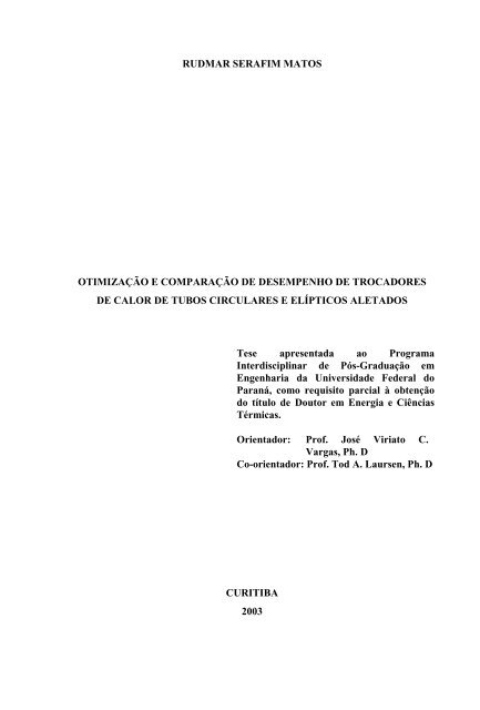 Otimização e comparação de desempenho de trocadores de calor ...