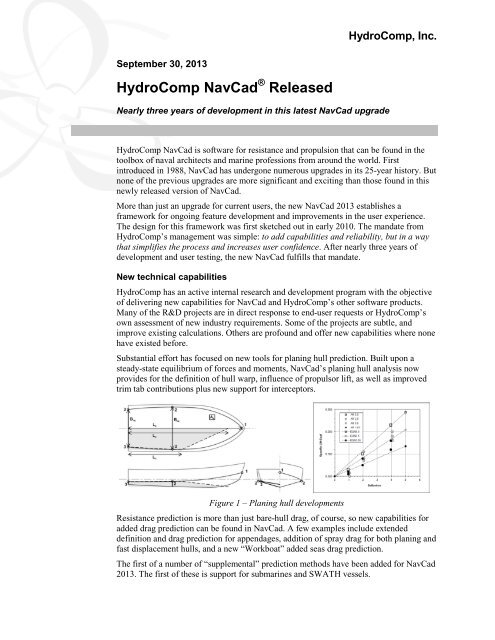New capabilities for fast craft analysis with ... - Hydrocomp Inc.
