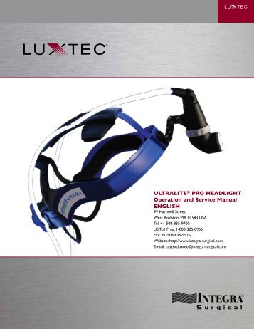 ULTRALITEÂ® PRO HEADLIGHT Operation and Service Manual ...