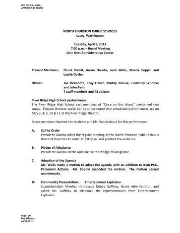 04-09-13 Board Minutes - North Thurston Public Schools