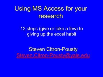 Using MS Access for your research