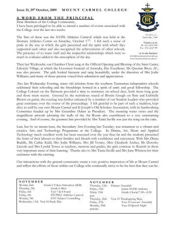 Bulletin, Issue 31, 2009 - Mount Carmel College