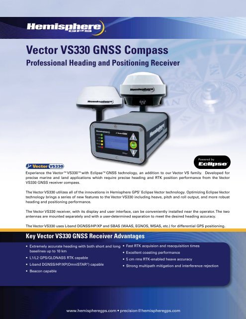 Vector VS330 GNSS Compass - Canal Geomatics