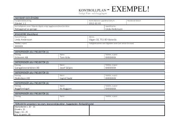 KONTROLLPLAN - EXEMPEL!