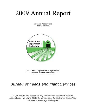 2009 Annual Report - Idaho Department of Agriculture - Idaho.gov