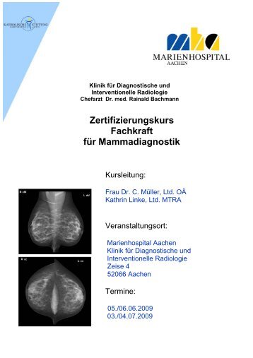 Zertifizierungskurs Fachkraft fÃ¼r Mammadiagnostik