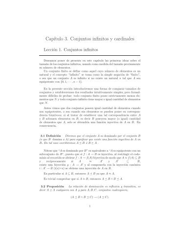 CapÂ´Ä±tulo 3. Conjuntos infinitos y cardinales - UN Virtual