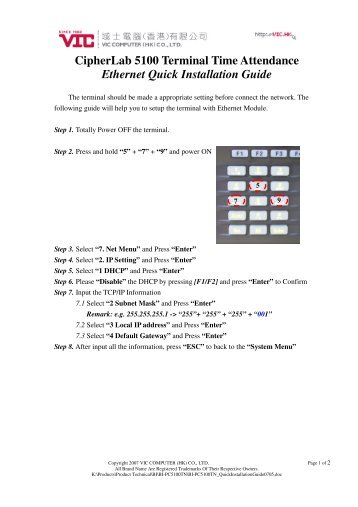 CipherLab 5100 Quick Installation Guide - VIC Computer (HK)