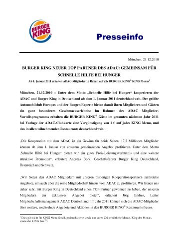 Presseinfo - Burger King