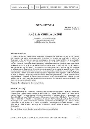 GEOHISTORIA JosÃ© Luis ORELLA UNZUÃ - ingeba
