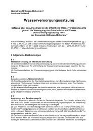 Wasserversorgungssatzung (PDF) - Gemeinde Ühlingen-Birkendorf