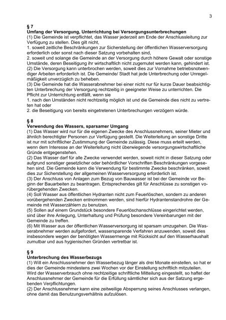 Wasserversorgungssatzung (PDF) - Gemeinde Ühlingen-Birkendorf