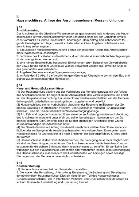 Wasserversorgungssatzung (PDF) - Gemeinde Ühlingen-Birkendorf