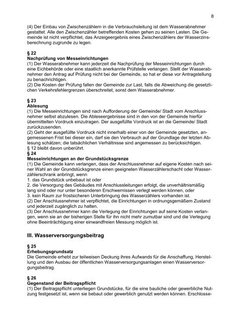 Wasserversorgungssatzung (PDF) - Gemeinde Ühlingen-Birkendorf