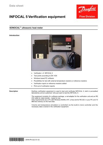 Data sheet INFOCAL 5 Verification equipment