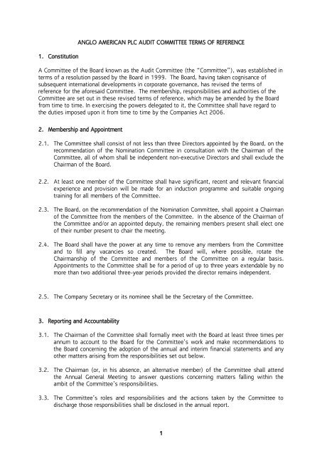 Audit Committee Terms Of Reference November ... - Anglo American