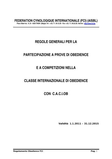 Regolamento FCI Obedience classe 3 - in vigore dal 1 ... - Enci