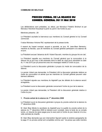 proces-verbal de la seance du verbal de la seance du ... - Belfaux