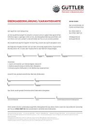 übergabeerklärung / garantiekarte - Güttler Gmbh