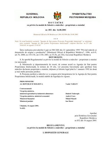 H O T Ä R Ã R E cu privire la modul de folosire a mÄrcilor ... - agepi