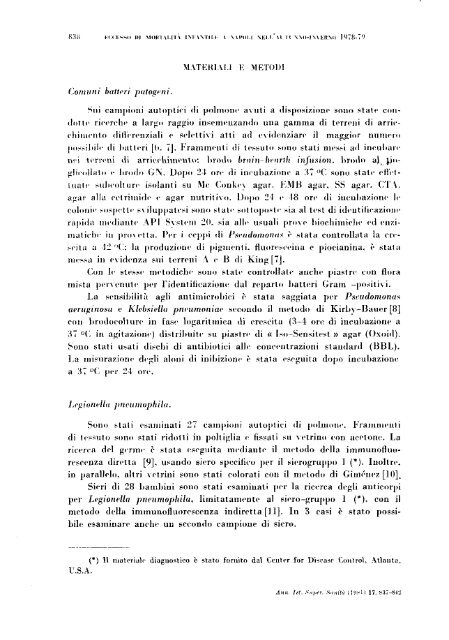 Isolamento e caratterizzazione di ceppi batterici in soggetti ricoverati ...