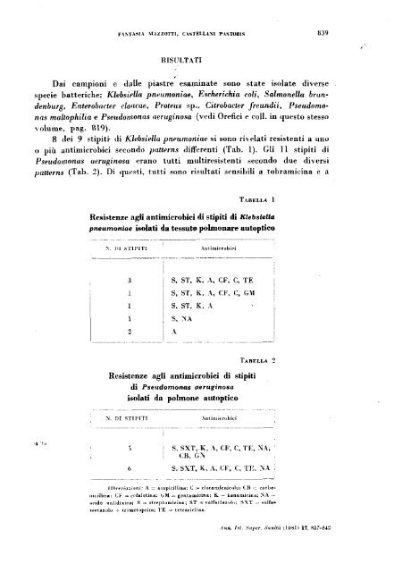 Isolamento e caratterizzazione di ceppi batterici in soggetti ricoverati ...