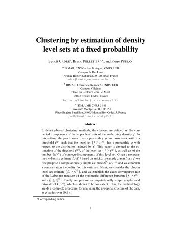 Clustering by estimation of density level sets at a fixed probability